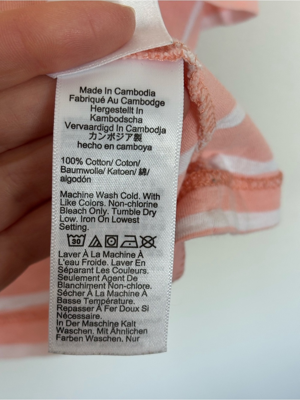 J. Crew Peach and White Striped Slub Cotton Tee - Crew Neck - Picture 4 of 4